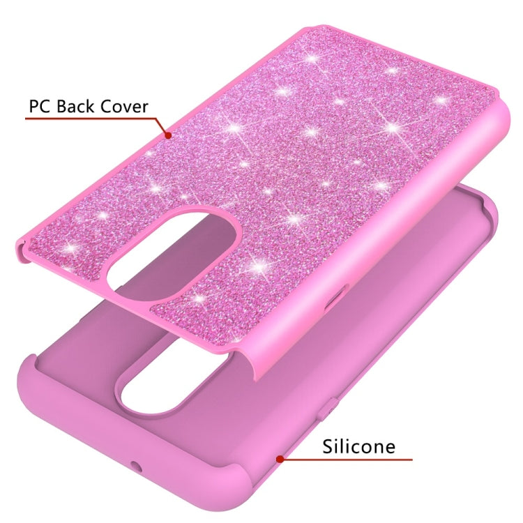 Glitter Powder Contrast Skin Shockproof Silicone + PC Protective Case for LG Stylo 4 / Q Stylus