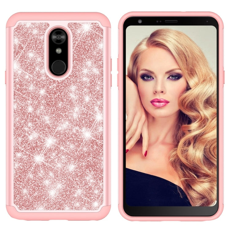 Glitter Powder Contrast Skin Shockproof Silicone + PC Protective Case for LG Stylo 5