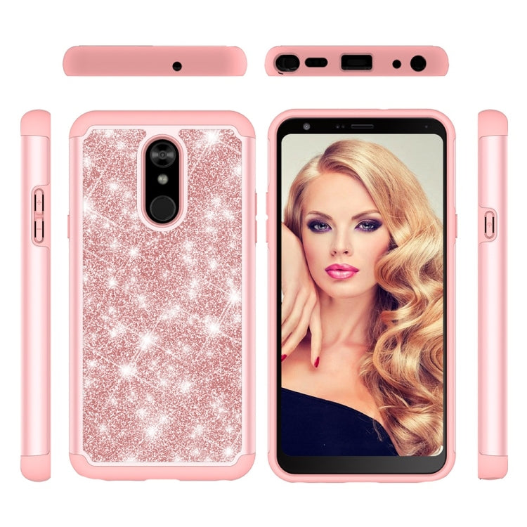 Glitter Powder Contrast Skin Shockproof Silicone + PC Protective Case for LG Stylo 5