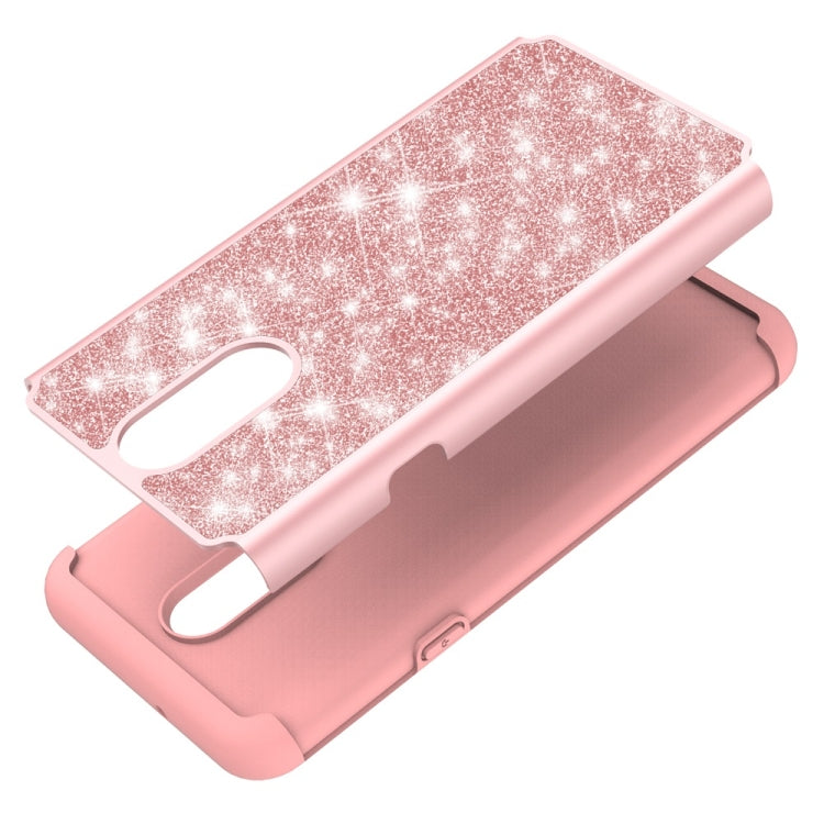 Glitter Powder Contrast Skin Shockproof Silicone + PC Protective Case for LG Stylo 5
