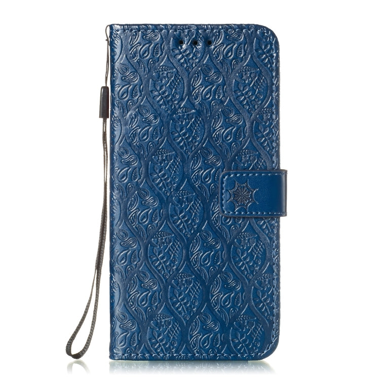 Pressed Printing Rattan Flower Pattern Horizontal Flip PU Leather Case for Huawei Y7 2019 / Enjoy 9, with Holder & Card Slots & Wallet & Photo Frame