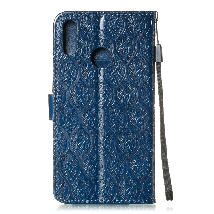 Pressed Printing Rattan Flower Pattern Horizontal Flip PU Leather Case for Huawei Y7 2019 / Enjoy 9, with Holder & Card Slots & Wallet & Photo Frame