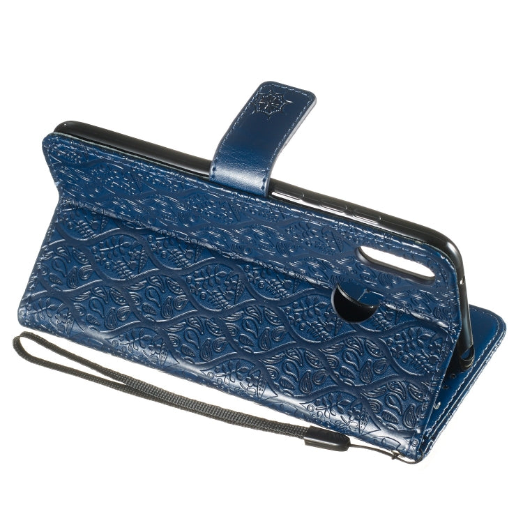 Pressed Printing Rattan Flower Pattern Horizontal Flip PU Leather Case for Huawei Y7 2019 / Enjoy 9, with Holder & Card Slots & Wallet & Photo Frame