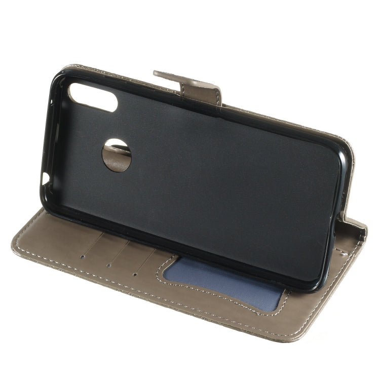 Pressed Printing Rattan Flower Pattern Horizontal Flip PU Leather Case for Huawei Y7 2019 / Enjoy 9, with Holder & Card Slots & Wallet & Photo Frame