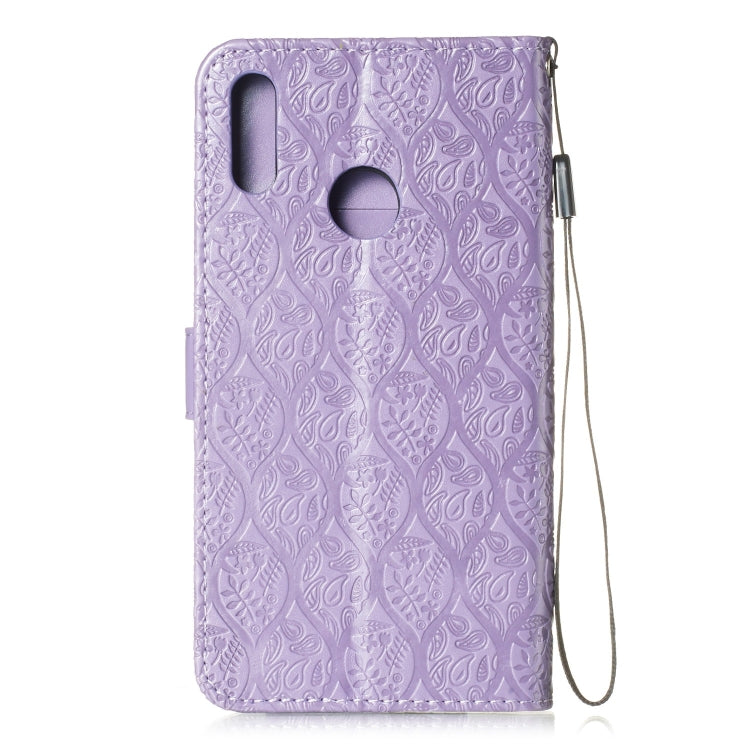 Pressed Printing Rattan Flower Pattern Horizontal Flip PU Leather Case for Huawei Y7 2019 / Enjoy 9, with Holder & Card Slots & Wallet & Photo Frame