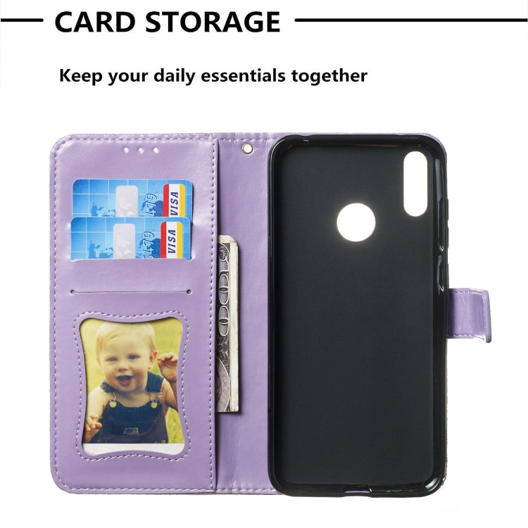 Pressed Printing Rattan Flower Pattern Horizontal Flip PU Leather Case for Huawei Y7 2019 / Enjoy 9, with Holder & Card Slots & Wallet & Photo Frame