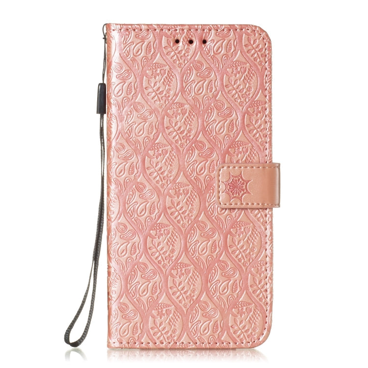 Pressed Printing Rattan Flower Pattern Horizontal Flip PU Leather Case for Huawei Y7 2019 / Enjoy 9, with Holder & Card Slots & Wallet & Photo Frame