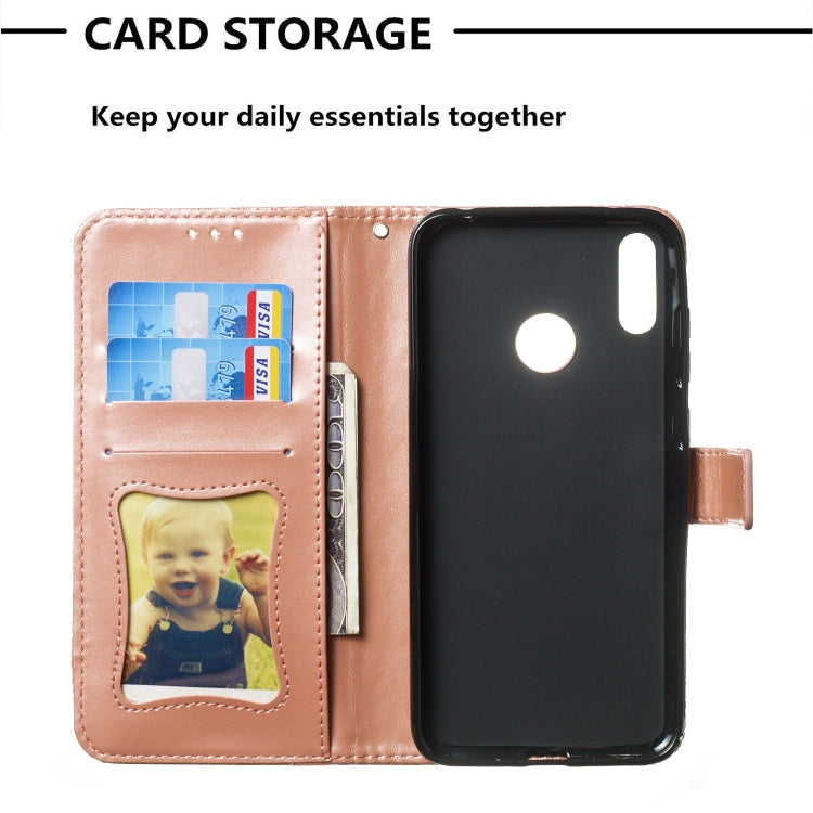 Pressed Printing Rattan Flower Pattern Horizontal Flip PU Leather Case for Huawei Y7 2019 / Enjoy 9, with Holder & Card Slots & Wallet & Photo Frame