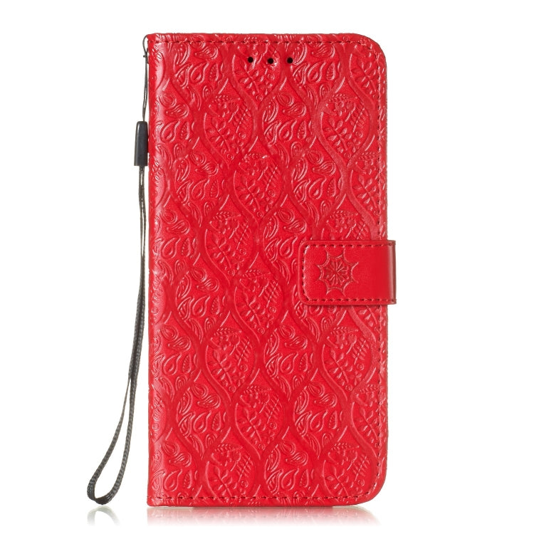 Pressed Printing Rattan Flower Pattern Horizontal Flip PU Leather Case for Huawei Y7 2019 / Enjoy 9, with Holder & Card Slots & Wallet & Photo Frame