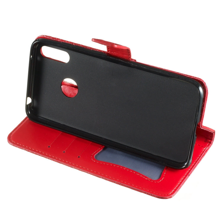 Pressed Printing Rattan Flower Pattern Horizontal Flip PU Leather Case for Huawei Y7 2019 / Enjoy 9, with Holder & Card Slots & Wallet & Photo Frame