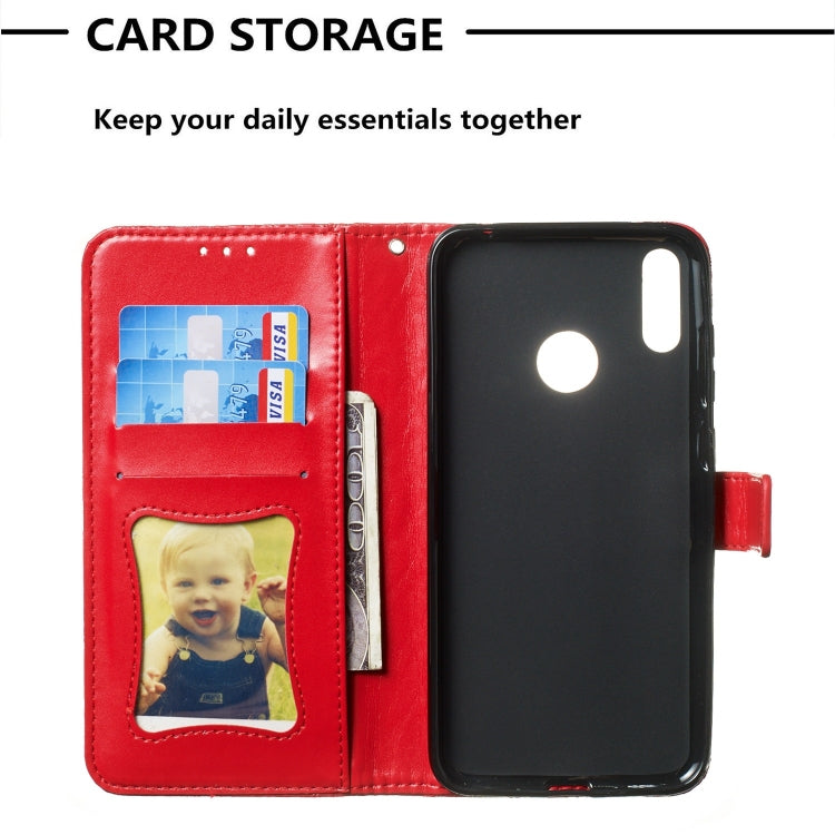 Pressed Printing Rattan Flower Pattern Horizontal Flip PU Leather Case for Huawei Y7 2019 / Enjoy 9, with Holder & Card Slots & Wallet & Photo Frame