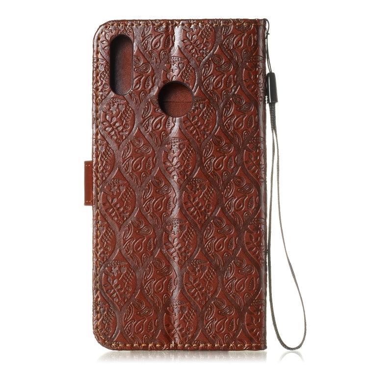 Pressed Printing Rattan Flower Pattern Horizontal Flip PU Leather Case for Huawei Y7 2019 / Enjoy 9, with Holder & Card Slots & Wallet & Photo Frame