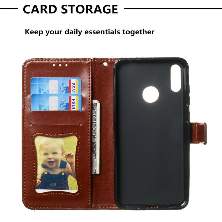 Pressed Printing Rattan Flower Pattern Horizontal Flip PU Leather Case for Huawei Y7 2019 / Enjoy 9, with Holder & Card Slots & Wallet & Photo Frame