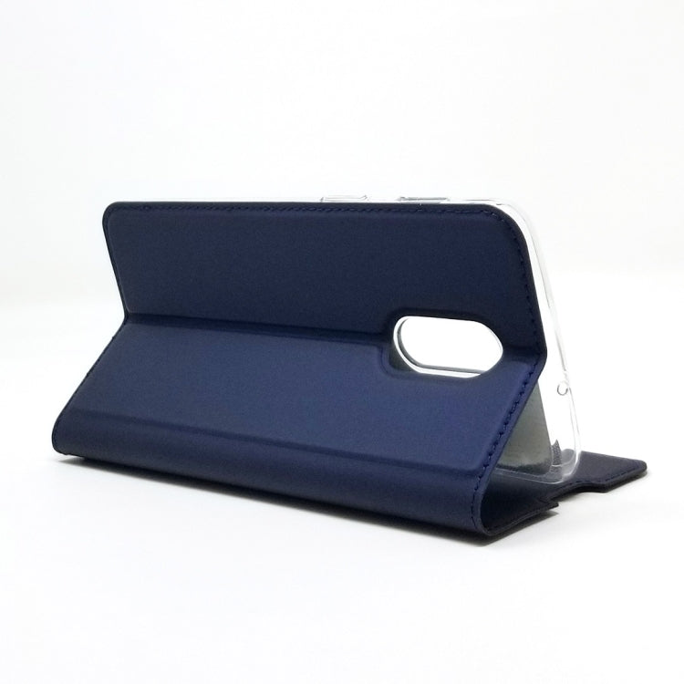 Electric Pressed Plain Texture Ultra-thin Magnetic Suction TPU + PU Leather Case for OnePlus 7, with Holder & Card Slot