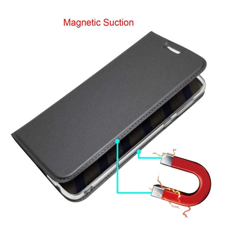 Electric Pressed Plain Texture Ultra-thin Magnetic Suction TPU + PU Leather Case for OnePlus 6, with Holder & Card Slot