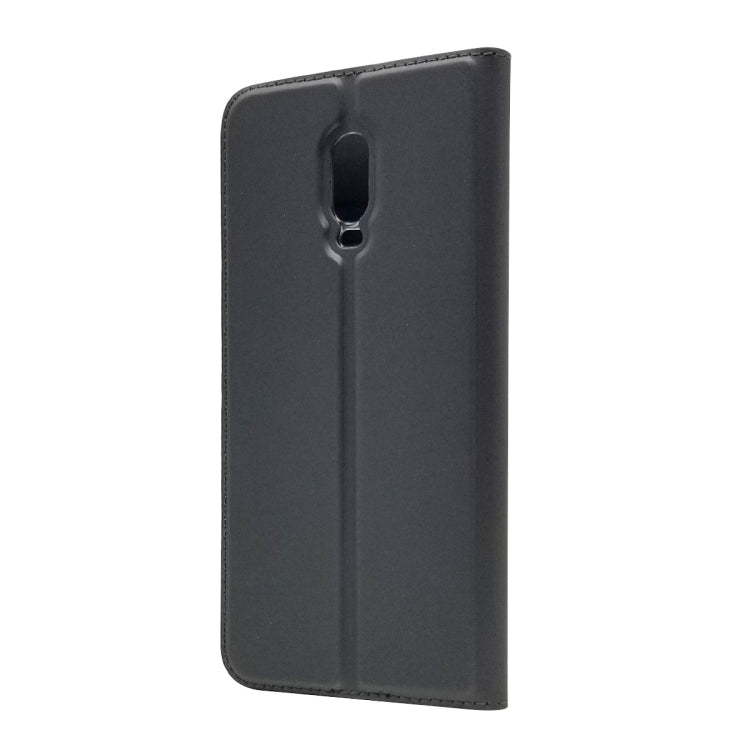 Electric Pressed Plain Texture Ultra-thin Magnetic Suction TPU + PU Leather Case for OnePlus 6T, with Holder & Card Slot
