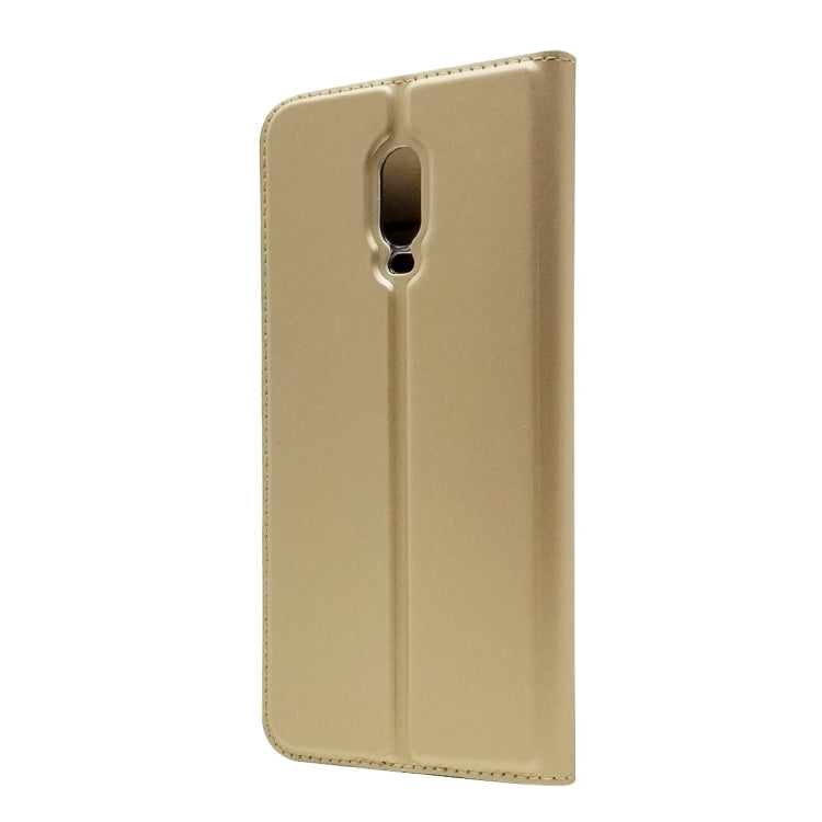 Electric Pressed Plain Texture Ultra-thin Magnetic Suction TPU + PU Leather Case for OnePlus 6T, with Holder & Card Slot