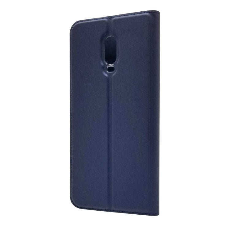 Electric Pressed Plain Texture Ultra-thin Magnetic Suction TPU + PU Leather Case for OnePlus 6T, with Holder & Card Slot
