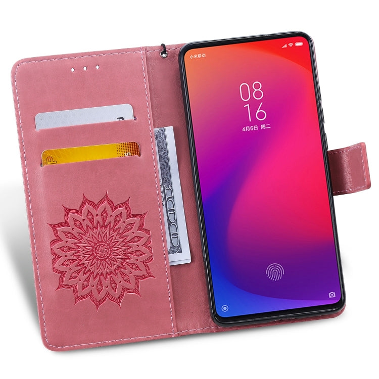 Pressed Printing Sunflower Pattern Horizontal Flip PU Leather Case for Xiaomi Mi 9T & Mi 9T Pro & Redmi K20 & K20 Pro, with Holder & Card Slots & Wallet & Lanyard