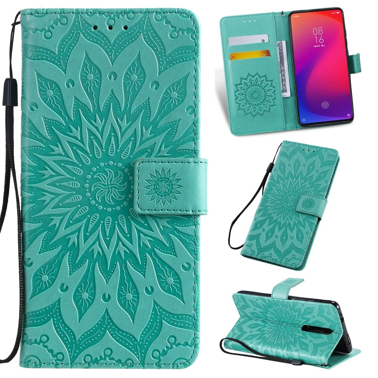 Pressed Printing Sunflower Pattern Horizontal Flip PU Leather Case for Xiaomi Mi 9T & Mi 9T Pro & Redmi K20 & K20 Pro, with Holder & Card Slots & Wallet & Lanyard