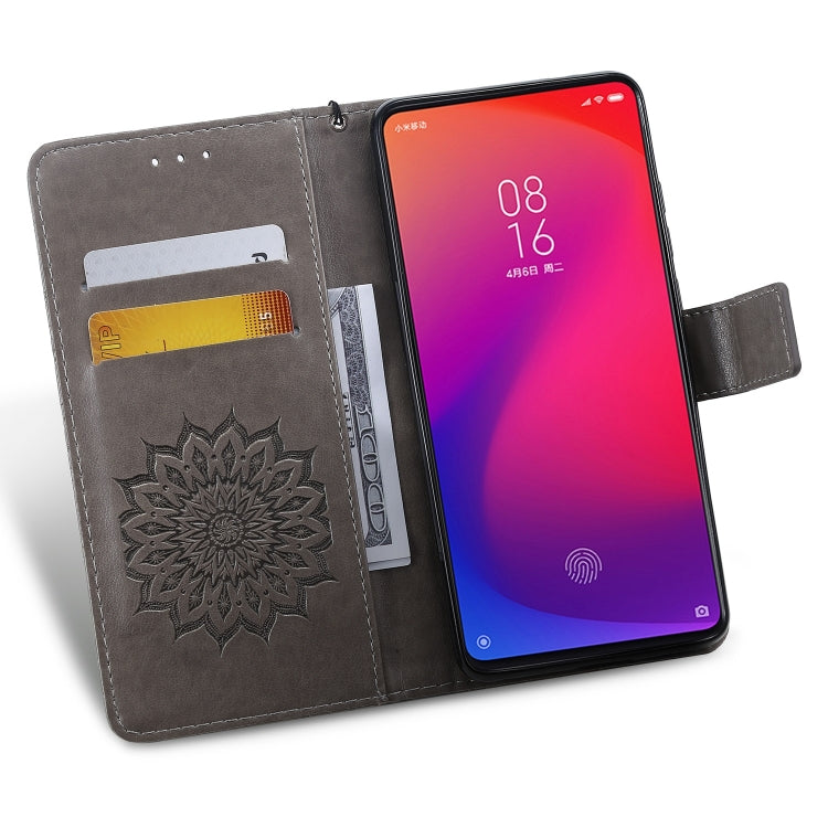 Pressed Printing Sunflower Pattern Horizontal Flip PU Leather Case for Xiaomi Mi 9T & Mi 9T Pro & Redmi K20 & K20 Pro, with Holder & Card Slots & Wallet & Lanyard