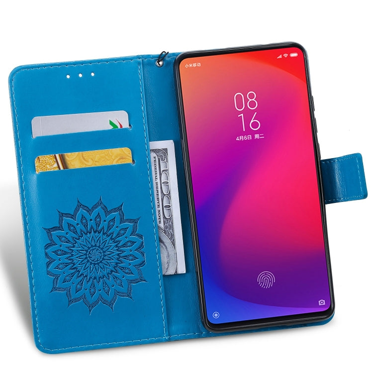 Pressed Printing Sunflower Pattern Horizontal Flip PU Leather Case for Xiaomi Mi 9T & Mi 9T Pro & Redmi K20 & K20 Pro, with Holder & Card Slots & Wallet & Lanyard