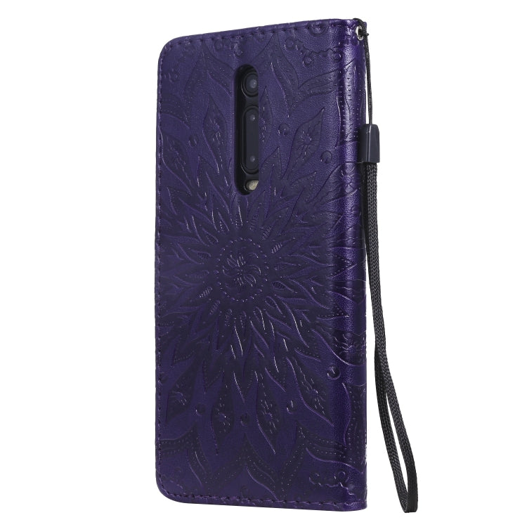 Pressed Printing Sunflower Pattern Horizontal Flip PU Leather Case for Xiaomi Mi 9T & Mi 9T Pro & Redmi K20 & K20 Pro, with Holder & Card Slots & Wallet & Lanyard