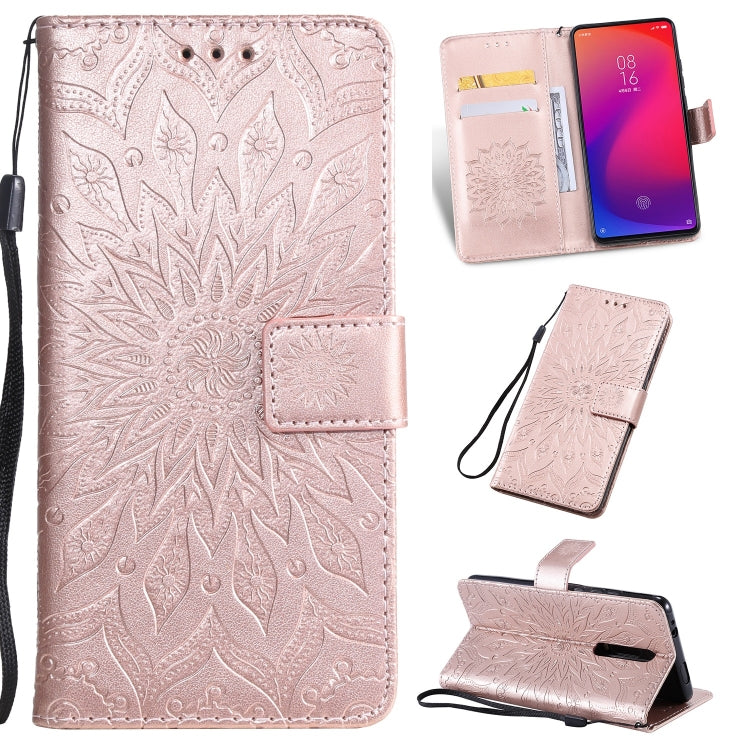 Pressed Printing Sunflower Pattern Horizontal Flip PU Leather Case for Xiaomi Mi 9T & Mi 9T Pro & Redmi K20 & K20 Pro, with Holder & Card Slots & Wallet & Lanyard