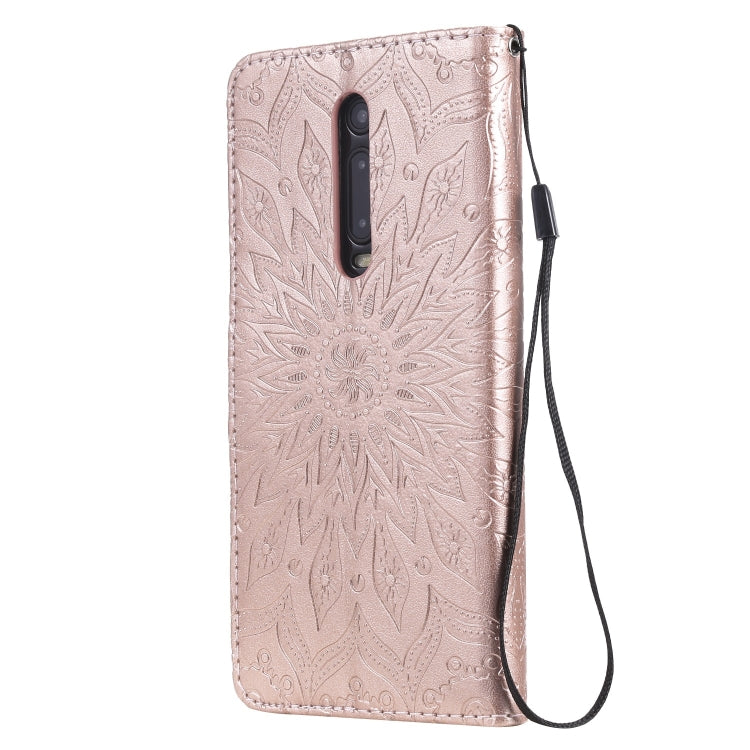 Pressed Printing Sunflower Pattern Horizontal Flip PU Leather Case for Xiaomi Mi 9T & Mi 9T Pro & Redmi K20 & K20 Pro, with Holder & Card Slots & Wallet & Lanyard