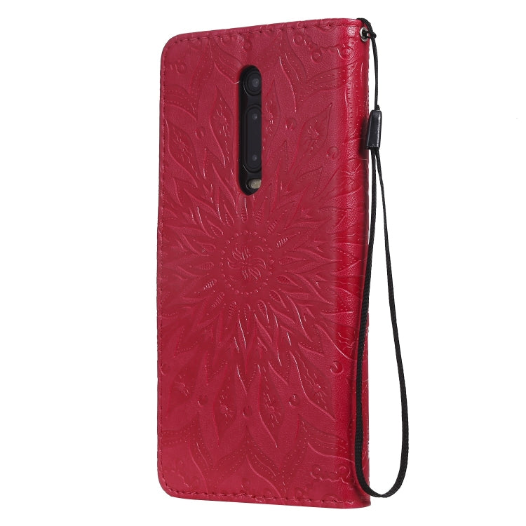 Pressed Printing Sunflower Pattern Horizontal Flip PU Leather Case for Xiaomi Mi 9T & Mi 9T Pro & Redmi K20 & K20 Pro, with Holder & Card Slots & Wallet & Lanyard