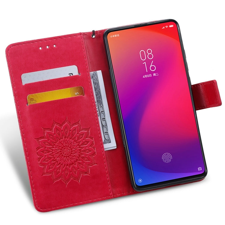 Pressed Printing Sunflower Pattern Horizontal Flip PU Leather Case for Xiaomi Mi 9T & Mi 9T Pro & Redmi K20 & K20 Pro, with Holder & Card Slots & Wallet & Lanyard