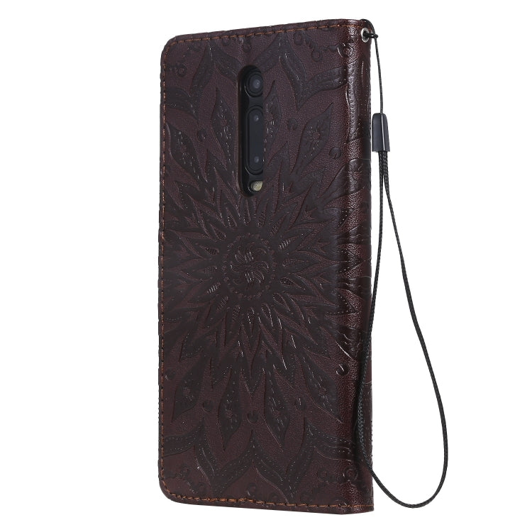 Pressed Printing Sunflower Pattern Horizontal Flip PU Leather Case for Xiaomi Mi 9T & Mi 9T Pro & Redmi K20 & K20 Pro, with Holder & Card Slots & Wallet & Lanyard