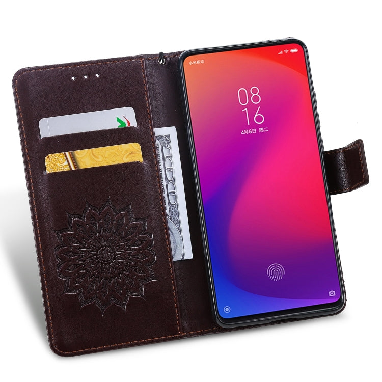 Pressed Printing Sunflower Pattern Horizontal Flip PU Leather Case for Xiaomi Mi 9T & Mi 9T Pro & Redmi K20 & K20 Pro, with Holder & Card Slots & Wallet & Lanyard