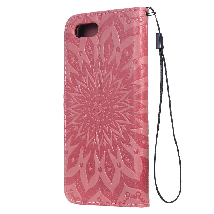 Pressed Printing Sunflower Pattern Horizontal Flip PU Leather Case for OPPO A1K / C2, with Holder & Card Slots & Wallet & Lanyard