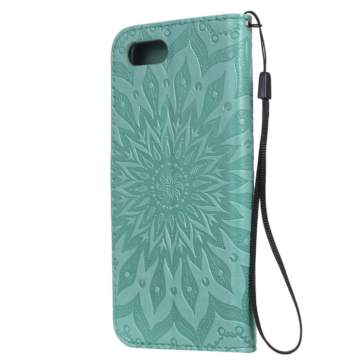 Pressed Printing Sunflower Pattern Horizontal Flip PU Leather Case for OPPO A1K / C2, with Holder & Card Slots & Wallet & Lanyard