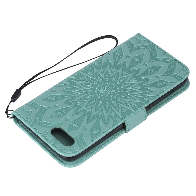 Pressed Printing Sunflower Pattern Horizontal Flip PU Leather Case for OPPO A1K / C2, with Holder & Card Slots & Wallet & Lanyard