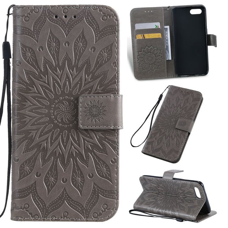 Pressed Printing Sunflower Pattern Horizontal Flip PU Leather Case for OPPO A1K / C2, with Holder & Card Slots & Wallet & Lanyard