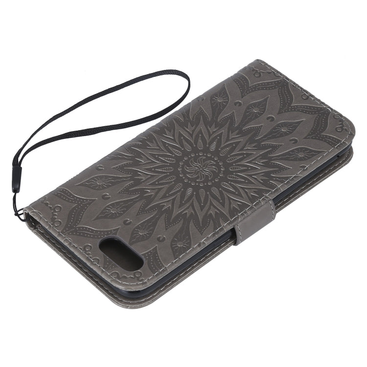 Pressed Printing Sunflower Pattern Horizontal Flip PU Leather Case for OPPO A1K / C2, with Holder & Card Slots & Wallet & Lanyard
