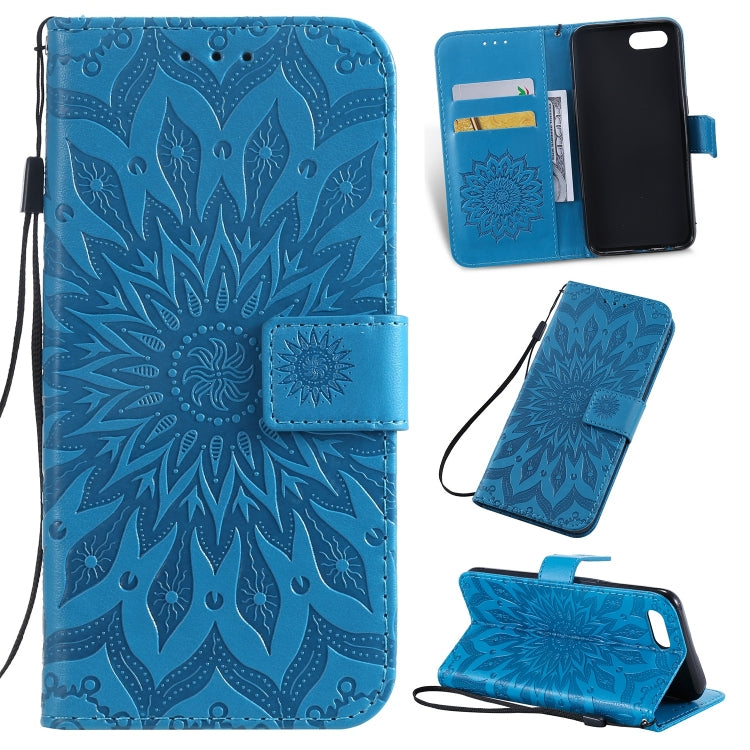 Pressed Printing Sunflower Pattern Horizontal Flip PU Leather Case for OPPO A1K / C2, with Holder & Card Slots & Wallet & Lanyard