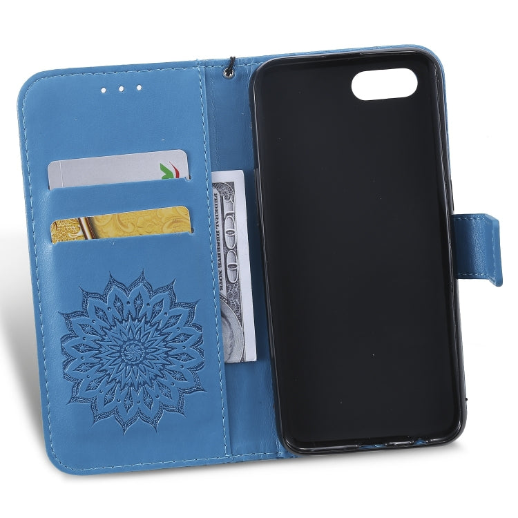 Pressed Printing Sunflower Pattern Horizontal Flip PU Leather Case for OPPO A1K / C2, with Holder & Card Slots & Wallet & Lanyard