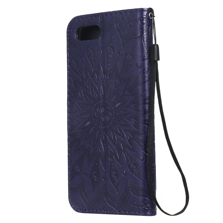 Pressed Printing Sunflower Pattern Horizontal Flip PU Leather Case for OPPO A1K / C2, with Holder & Card Slots & Wallet & Lanyard