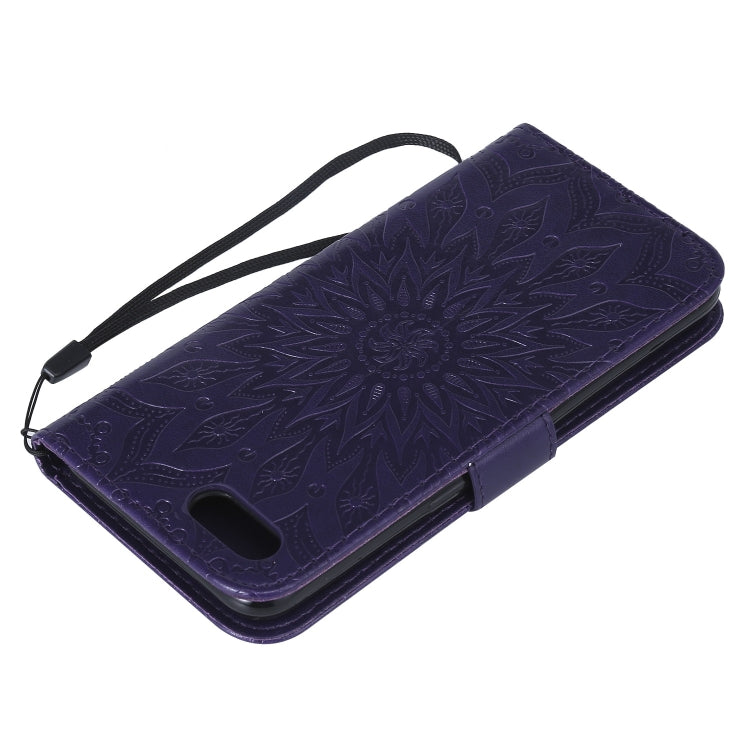 Pressed Printing Sunflower Pattern Horizontal Flip PU Leather Case for OPPO A1K / C2, with Holder & Card Slots & Wallet & Lanyard