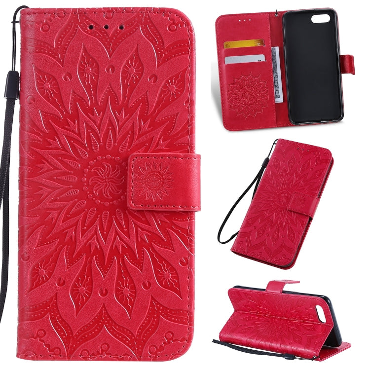 Pressed Printing Sunflower Pattern Horizontal Flip PU Leather Case for OPPO A1K / C2, with Holder & Card Slots & Wallet & Lanyard