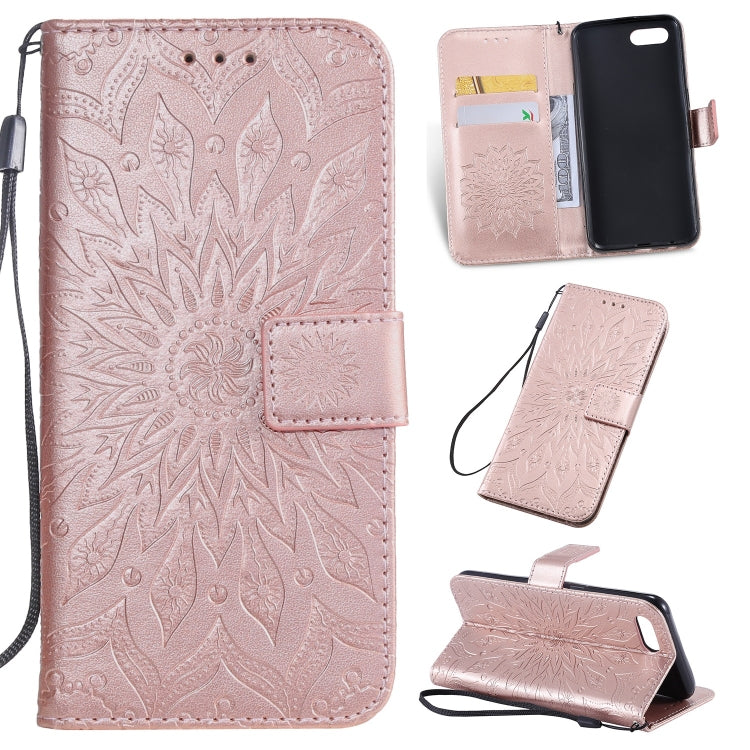 Pressed Printing Sunflower Pattern Horizontal Flip PU Leather Case for OPPO A1K / C2, with Holder & Card Slots & Wallet & Lanyard
