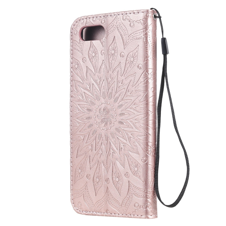 Pressed Printing Sunflower Pattern Horizontal Flip PU Leather Case for OPPO A1K / C2, with Holder & Card Slots & Wallet & Lanyard