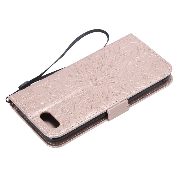 Pressed Printing Sunflower Pattern Horizontal Flip PU Leather Case for OPPO A1K / C2, with Holder & Card Slots & Wallet & Lanyard