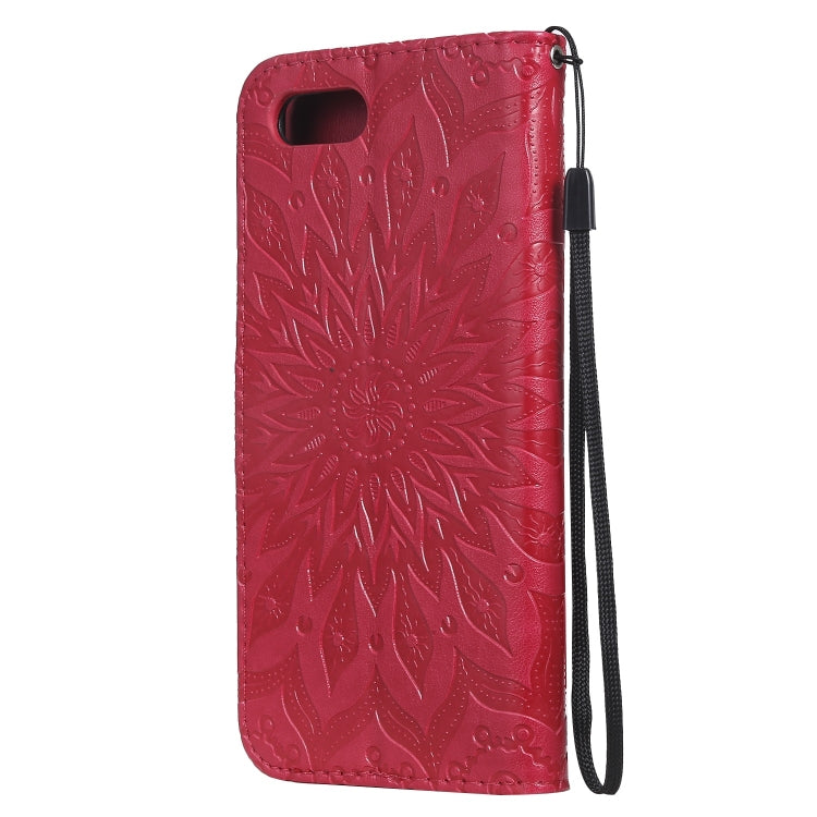 Pressed Printing Sunflower Pattern Horizontal Flip PU Leather Case for OPPO A1K / C2, with Holder & Card Slots & Wallet & Lanyard