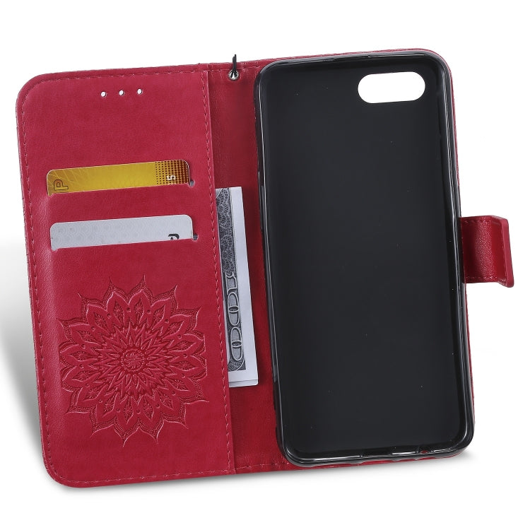 Pressed Printing Sunflower Pattern Horizontal Flip PU Leather Case for OPPO A1K / C2, with Holder & Card Slots & Wallet & Lanyard