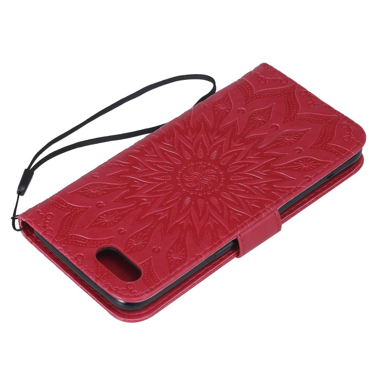 Pressed Printing Sunflower Pattern Horizontal Flip PU Leather Case for OPPO A1K / C2, with Holder & Card Slots & Wallet & Lanyard