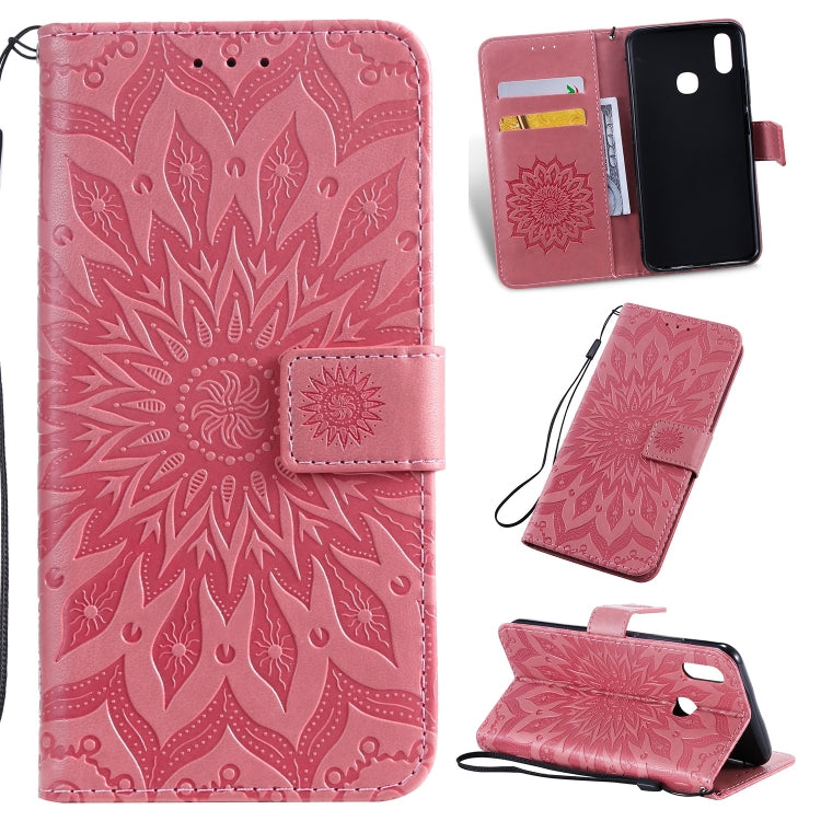 Pressed Printing Sunflower Pattern Horizontal Flip PU Leather Case for Vivo Y93 / Y91 / Y95, with Holder & Card Slots & Wallet & Lanyard